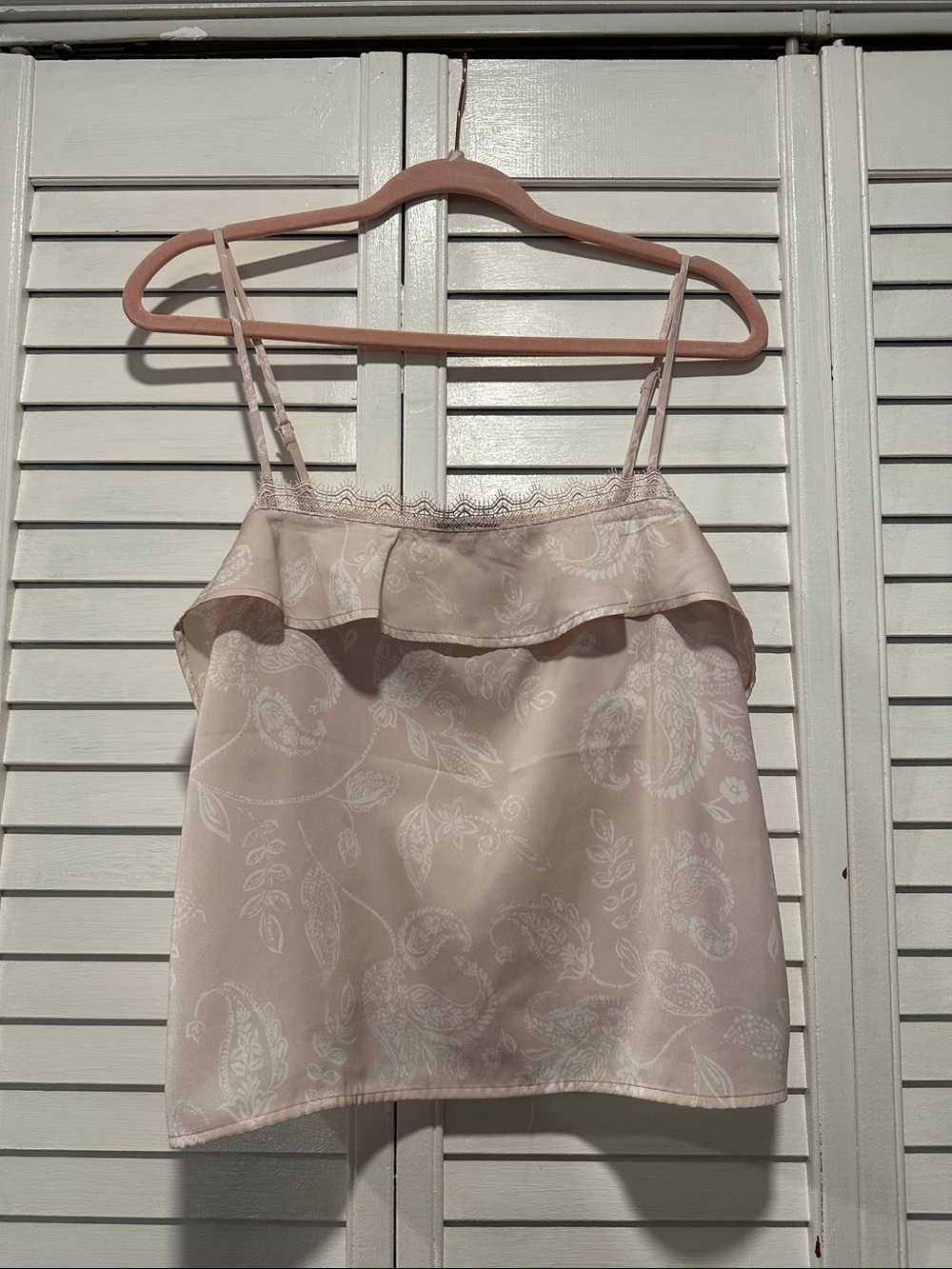 Express Blush Pink Paisley Ruffle Cami